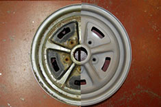 Classic Rostyle wheel before and after sandblasting